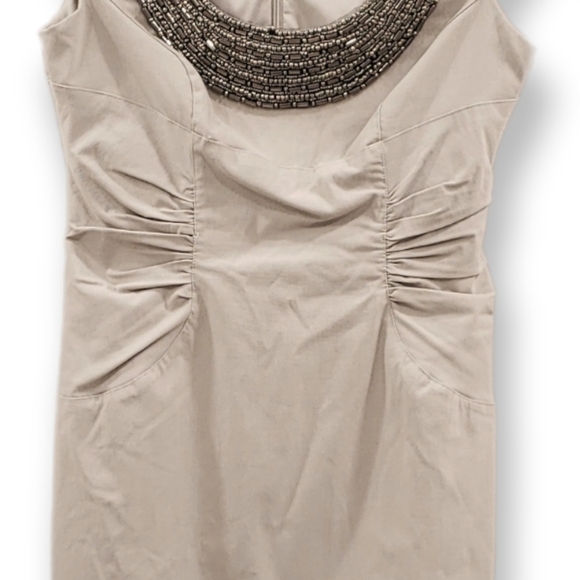 Adrianna Papell beaded neckline gathered front sleeveless dress size 6 - Picture 7 of 7